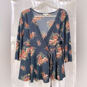 Floral wrap blouse